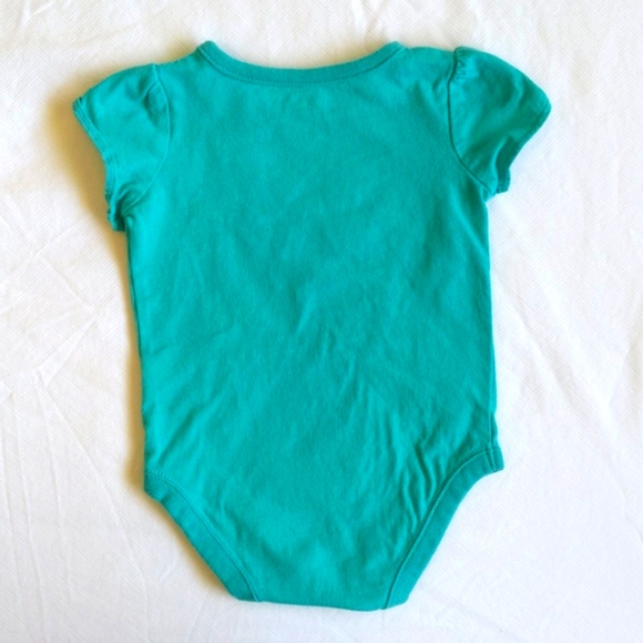 gymboree teal embroidered butterfly short sleeve bodysuit diaper shirt 3 months - Picture 5 of 5